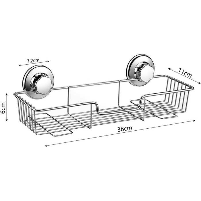 SANNO Strong Suction Cup Shower Shelf Bathroom Rack Storage Stainless Steel Soap Dish Holder, with Suction Cup, Sponge Holder for Shower, Bathroom