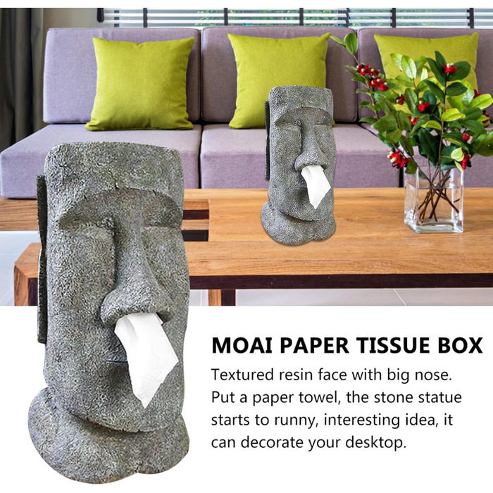 Tissue Box, Easter Island Tissue Holder, Cosmetic Tissue Box for Kitchen Bathroom Bedroom Face Portrait Tissue Box Snot Type Container Holder