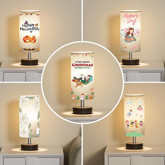 Настільна лампа Kakanuo з 3 режимами кольору, біла, з вимикачем, абажур з льону, для вітальні, спальні, офісу, дитячої кімнати (LED лампа в комплекті), колір: білий+чорний (сірий+чорний)