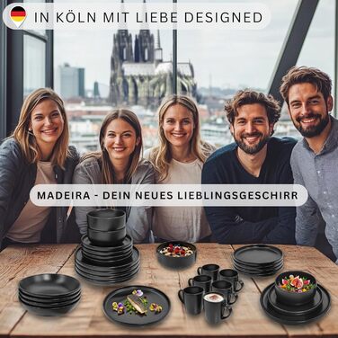 SÄNGER Madeira | Coffee Mug Set for 6 People, 6-Piece Stoneware Coffee Cups Set, Dishwasher-Safe and Microwave-Safe Teacup Set, Multifunctional Coffee Mug Black 350 ml | VALUE COLLECTION