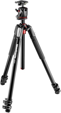 Штатив Manfrotto 055XPRO3 з алюмінію - комплект з триногим наголовником - професійний штатив для фото та відеозйомки, 3 сегменти, для DSLR та аксесуари