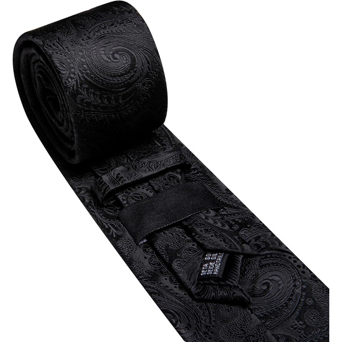 Чоловічий краватковий комплект Barry.Wang: однотонний павільоновий сліп з кишеньковим хустинкою, чорний