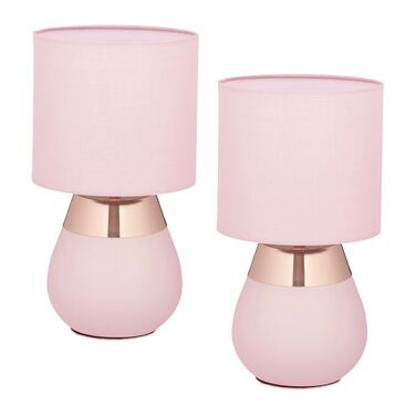 Relaxdays Table Lamp with Fabric Shade, 2-Piece Set