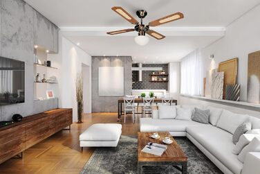 Вентилятор стельовий Farelek Bali, 107 см, коричневий