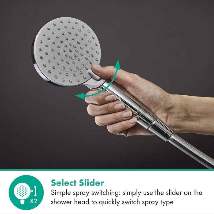 hansgrohe Vernis Blend - Showerhead, Hand Shower with round showerhead (100 mm), showerhead with anti-limescale function, 26270670 (Chrome, 2 water-saving spray patterns)