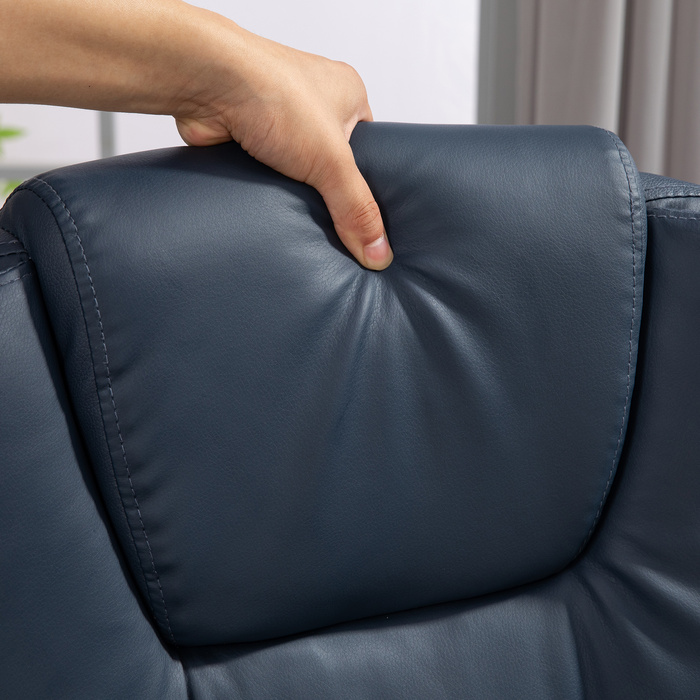 Vinsetto Massage Office Chair with 7 Vibration Points, Adjustable Footrest & Backrest, Up to 120 kg (265 lbs), Faux Leather, Blue