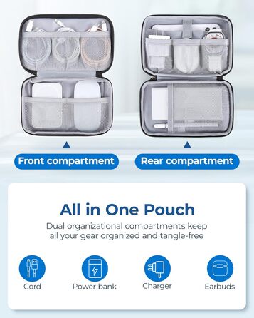 Органайзер для кабелів та електроніки BAGSMART: водонепроникна сумка-органайзер для подорожей, чорний