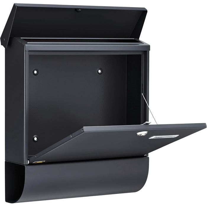 Поштова скринька Burg Wächter Vario ANT з газетницею та табличкою для імені, оцинкована сталь, формат DIN C4, антрацит (RAL 7016), комплект з 2 ключами