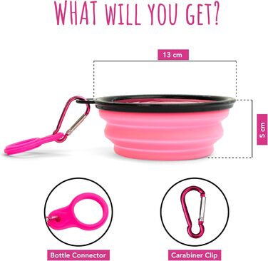 Складаний миска для собак TDL, 350 мл, рожевий: вода та корм для собак та котів