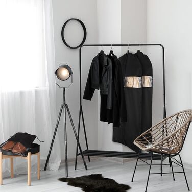 2 місткі мішки для одягу з відділенням для взуття, 120 x 60 см, чорні мішки для одягу на блискавці, захищені від молі, великі мішки для одягу для зберігання, чохол для одягу, сорочок