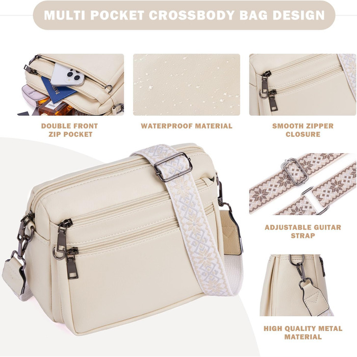 Сумка жіноча через плече MUIIKOLA середнього розміру, екошкіра, м'яка, з широким ременем (Абрикос)