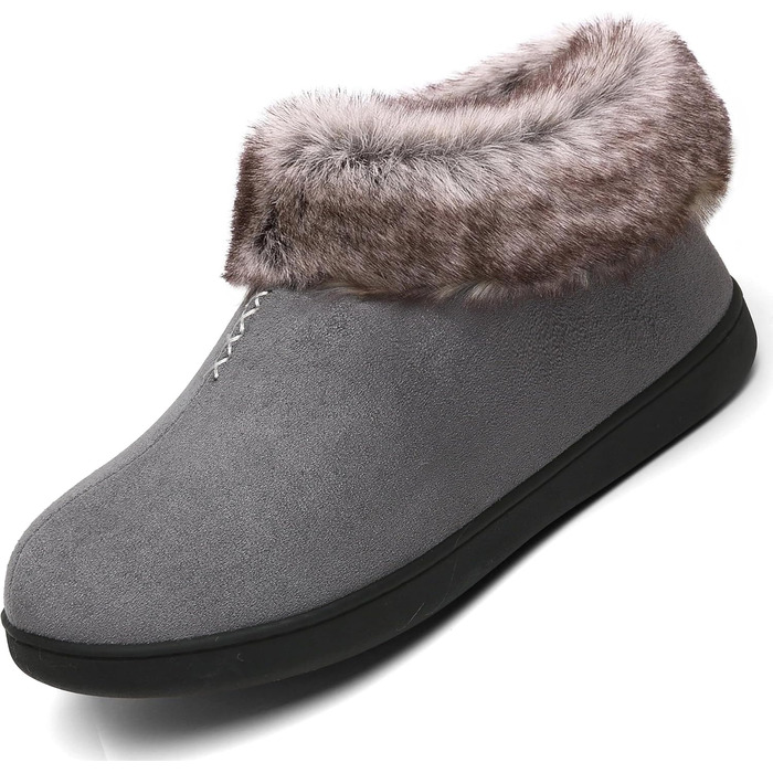 Жіночі теплі халапи з антиковзкою підошвою Mishansha, халапи з меморі-піною, плюшеві тапочки, розмір 36-43 EU (40 EU, сіре хутро)