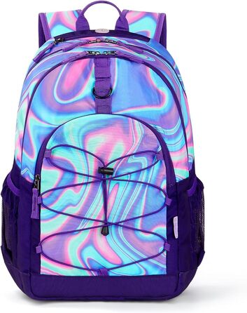 Рюкзак Choco Mocha для підлітків, Tie Dye, для подорожей та школи, 18 дюймів (фіолетовий блиск)