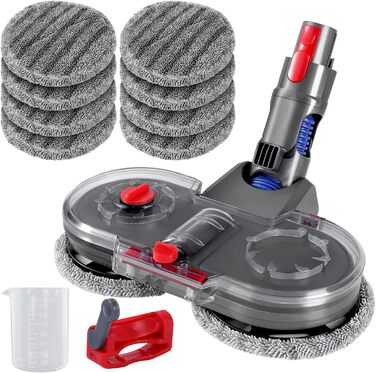Насадка для миття підлоги для пилососів Dyson V7/V8/V10/V11/V15 - електрична насадка для миття підлоги, оригінальна з знімним баком для води, моп з 8 пральних мопів та контейнером для води