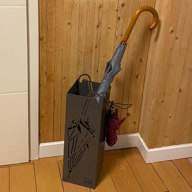 Сумка для парасоль - підставка для парасоль з піддоном для води, 4 гачки, 16x16x49 см (Сірий)