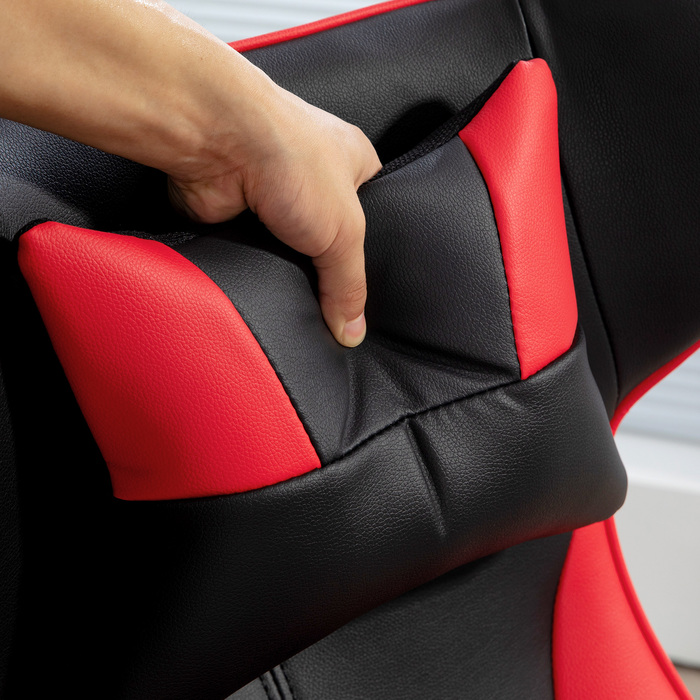 Vinsetto Gaming Chair with Rocking Function, Ergonomic Computer Chair, Height-Adjustable Office Chair, Swivel Desk Chair with Head and Lumbar Pillow, Supports up to 120 kg, Black+Red | Aosom
