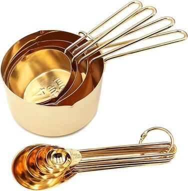 8-Piece Measuring Spoon Set, Rose Gold, Measuring Cup, Kitchen Accessories, Baking, Tea, Coffee Spoons, Measuring Tools (Color: Gold) (Silver)