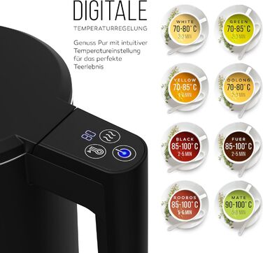 Balter Stainless Steel Kettle with Temperature Setting, 40°C-100°C, Double-Walled, BPA-Free, 1.7L, Black, WK-5-Touch