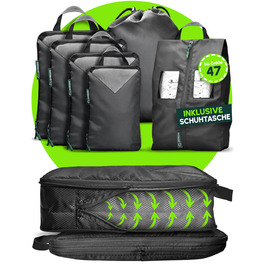 Puremore® Преміум Набір для пакування багажу з компресією (6 шт.) | Органайзери для подорожей | Чохли для взуття | Чорний колір