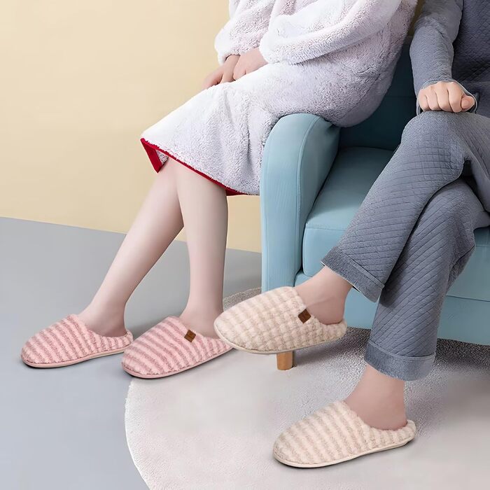 Чоловічі халати-тапочки COFACE з піною для відпочинку, теплі, з вовняної тканини, пухнасті, з антиковзною гумовою підошвою, розмір 40-49 (41 EU, бежевий, пухнастий)