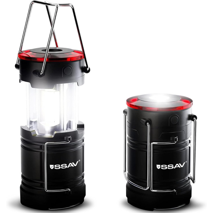 LED Camping Lantern, Flashlight, LED Lanterns, suitable for hurricanes, emergency light for storms, power outages, portable outdoor lanterns, black and red, foldable, batteries included, 1