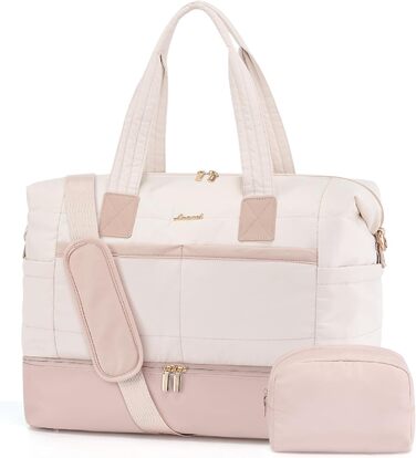 Сумка-мішок LOVEVOOK для подорожей, клініки, пологового будинку, ручної поклажі, 52x38x25 см, 50 л, з відділенням для взуття та косметичкою, бежевий