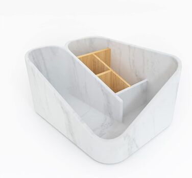 Bathroom toothbrush holder, bathroom organizer, countertop, bathroom storage organizer for toothbrush, vanity countertop, and other items, white marble color