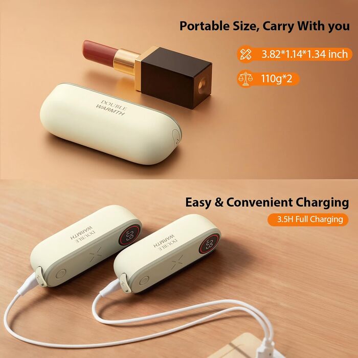 Електричний грієчка для рук SUPPOU з LED-ліхтариком, 5000mAh, 2 шт. - для активного відпочинку та спорту