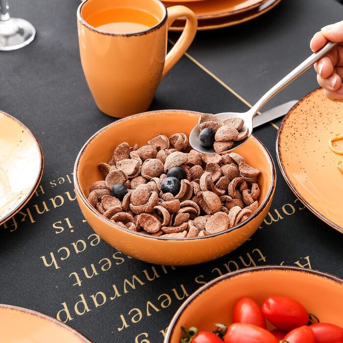 Сервіз Vancasso Serie Navia Teller, 32 елементи, на 8 осіб, сучасний дизайн (Помаранчевий)