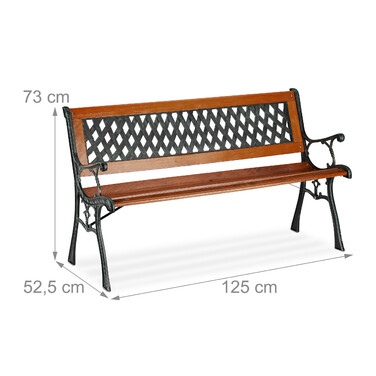 Relaxdays Garden Bench, Wood & Cast Iron
