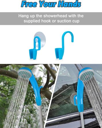 LIBERRWAY Camping Shower Battery Powered Camping Shower Outdoor with Shower Hose and Rechargeable Battery Water Pump for Garden, Travel, and Car Washing
