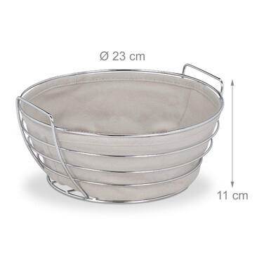 Relaxdays Round Bread Basket, Metal with Fabric Insert