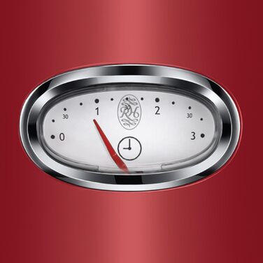 Russell Hobbs Toaster [for 2 slices] Retro Stainless Steel Red (Retro-style countdown display, includes bread roll attachment, 6 browning levels + defrost & reheat function, 1300W) Vintage 21680-56