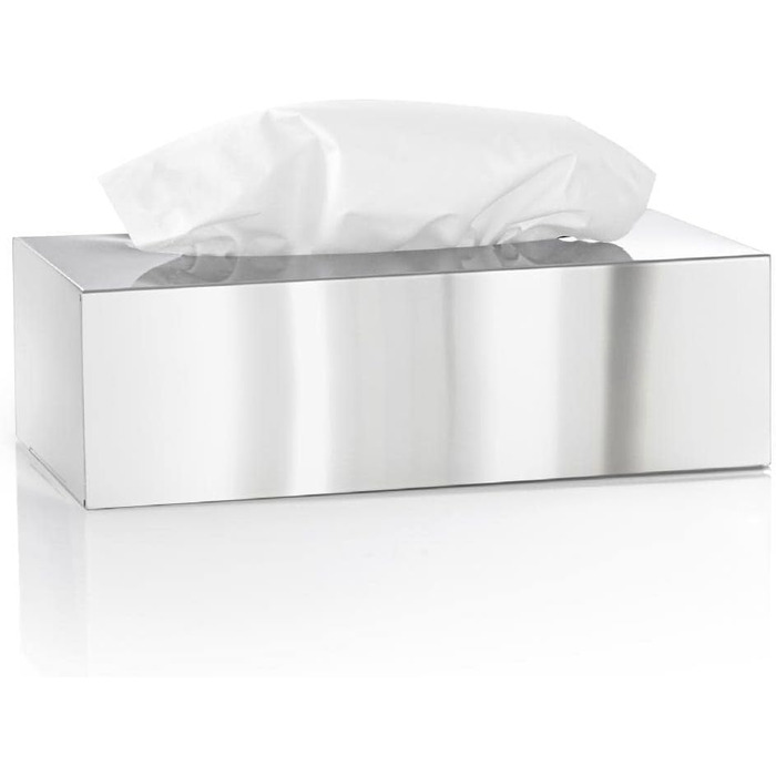blomus -NEXIO- Kleenex box made of polished stainless steel, cosmetic tissue box for all paper tissues, paper tissue dispenser one-hand operation, exclusive bathroom accessory (W / D / H: 7.5 x 24 x 12 cm, stainless steel, 66660)