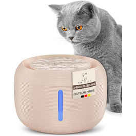 Ка fountain Pretty Paw©: тихий фонтанчик для котів з LED, фільтром з активованого вугілля та BPA-free матеріалами, 2.5L, Beige