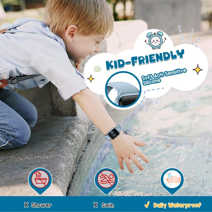 Дитячий розумний годинник для дітей 5-14 років: спорт, крокомір, будильник, Rock Blue