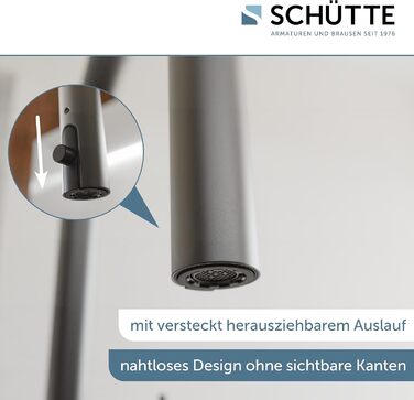 Кухонний змішувач SCHÜTTE 79562 Blackpool з висувною лійкою, 360° поворот, однорідний змішувач, для мийки, графітовий колір