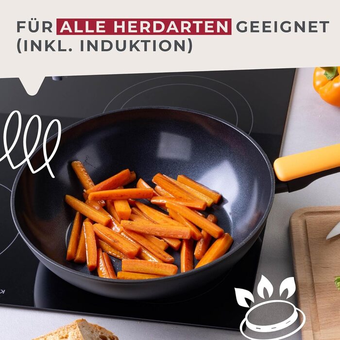 Вок Fackelmann Soft 28 см з керамічним покриттям Greblon CK2, алюмінієвий, з м'якою ручкою