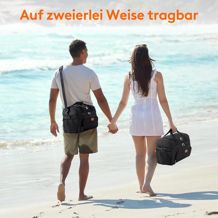 Термосумка LifeWit 23L для пікніка, пляжу, роботи та подорожей (чорна)