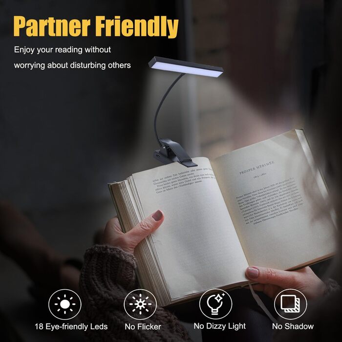 Світлодіодна кліпса-лампа для читання CCHK-18 з USB зарядкою та акумулятором, 18 LED, 4 режими світла, 3 рівні яскравості, складна, для книги, ліжка, офісу, подорожей
