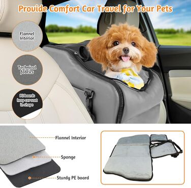 Автокрісло для собак та котів, автосидіння для маленьких собак, з захисними гаками та регульованими ременями