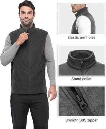Флісова жилетка чоловіча Outdoor Ventures з довгими рукавами, тепла, вітронепроникна, з підкладкою, зимова жилетка, робоча жилетка для чоловіків з кишенями на блискавці (XL, Dim Gray)