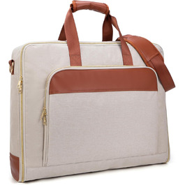 Portable Garment Bag, Men's Garment Bag for Business Travel, Large Leather Travel Bag with Shoe Compartment (Size L, Beige)