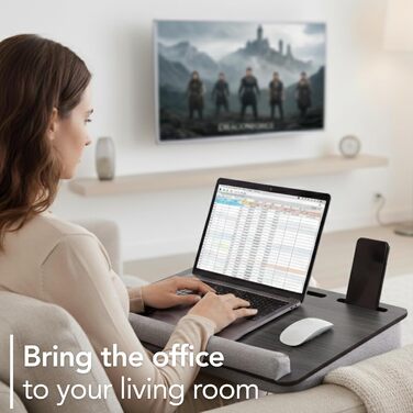 Підставка для ноутбука Vigo Wood - Книжкова підставка для ноутбука до 17,3 дюймів - М'яке підносне ліжко для роботи в ліжку або на дивані - Екологічна підставка для ноутбука для дому (Cambridge & Braun)