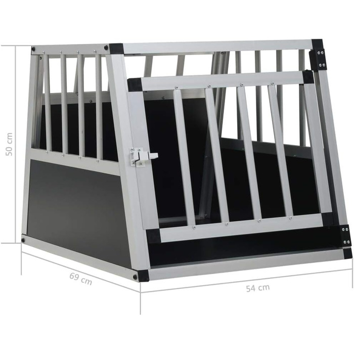 Транспортна переноска для собак у машину, клітка-переноска для собак, переноска для собак у машину з однією дверцятами з алюмінію та MDF, 54 x 69 x 50 см (Ш x Г x В), срібна