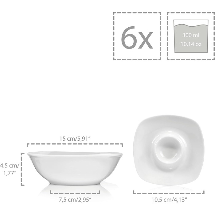 SÄNGER | Bilgola White Tableware Set, 30-Piece Porcelain Dinnerware Set for 6 People, Round Design Plate Set, Dinner Plates | PREMIUM COLLECTION Tableware Set 30 pcs