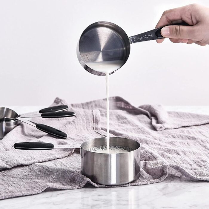 Yokawe Measuring Cups, Stainless Steel, Multi-Purpose Spice Ingredients, Magnetic, for Home, Black, 16 Piece