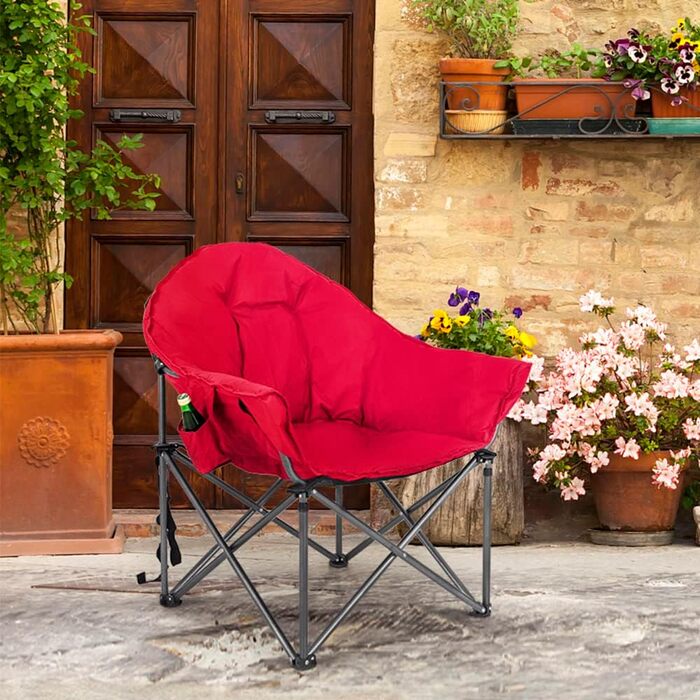 Крісло для кемпінгу High Point Sports Moon XXL: широке, складне, до 150 кг, червоне