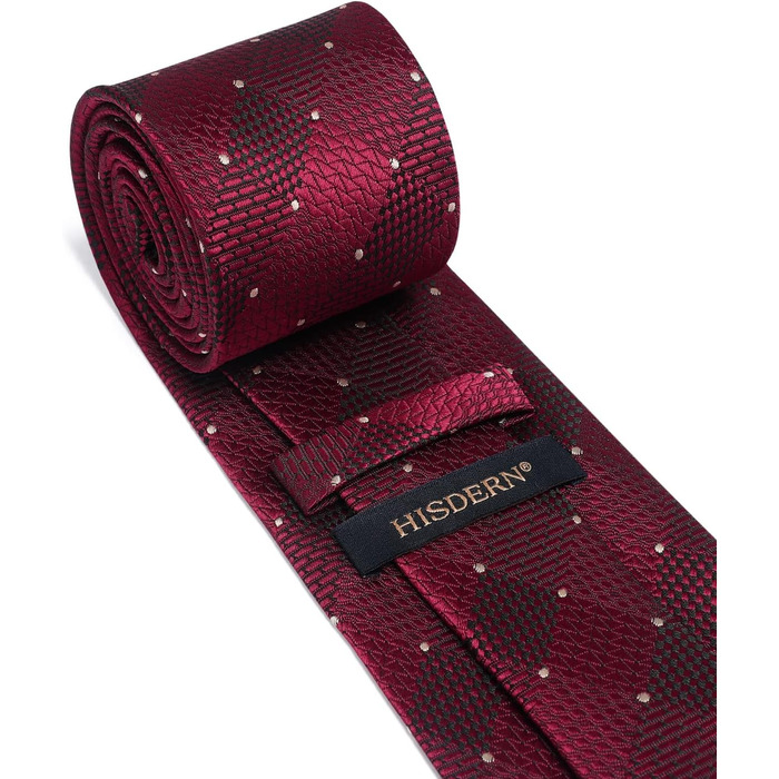 HISDERN Комплект краватки та нагрудного хустинки для чоловіків (червоно-білий)