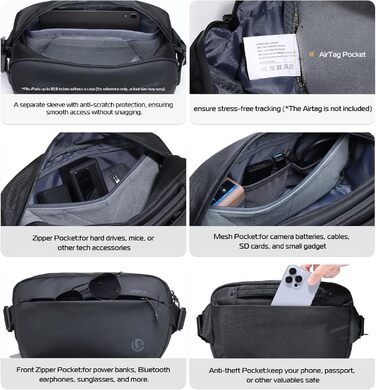 Чохол для камери ULANZI: водонепроникний, 10L, для DSLR/SLR/беззеркальних камер, з регульованим ременем, для фотозйомки на відкритому повітрі, з кишенями на блискавці та захистом від крадіжок